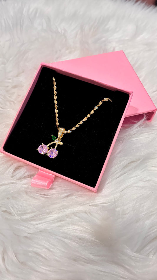 ๐ Pink Cherry Necklace